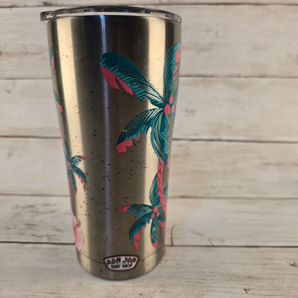Ron Jon Surf Shop Tervis Tumbler Stainless Steel Flamingo Palm Tree 30oz Travel